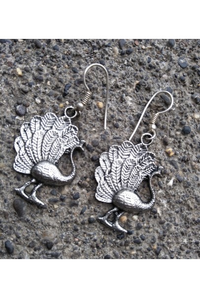 Alphabey's Dancing Peacock Silver Plated Brass Earrings For Women Alphabey's Dancing Peacock Silver Plated Brass Earrings For Women